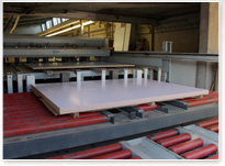 fair construction tiles in the sawing machine during cutting